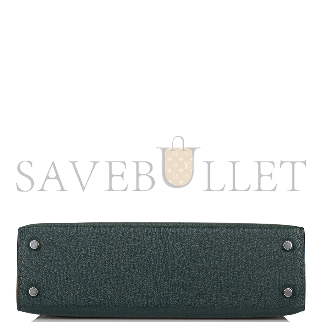 hermÈs master sellier kelly ii chevre leather titan green with N0*Hern blue inside (19*12*5.5cm)